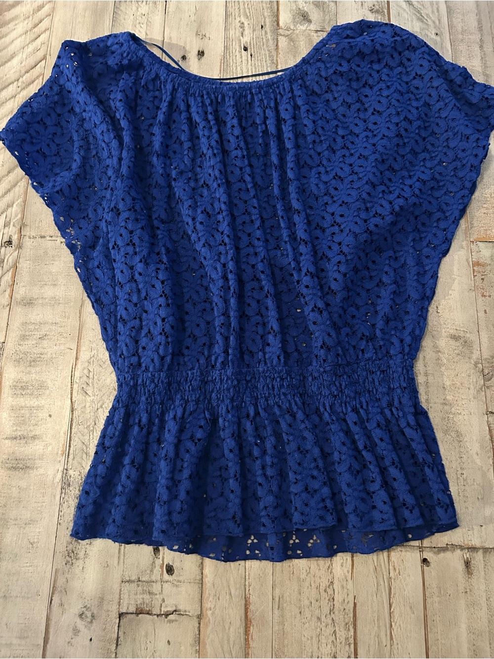 Blue Lace Peplum Women's Top
